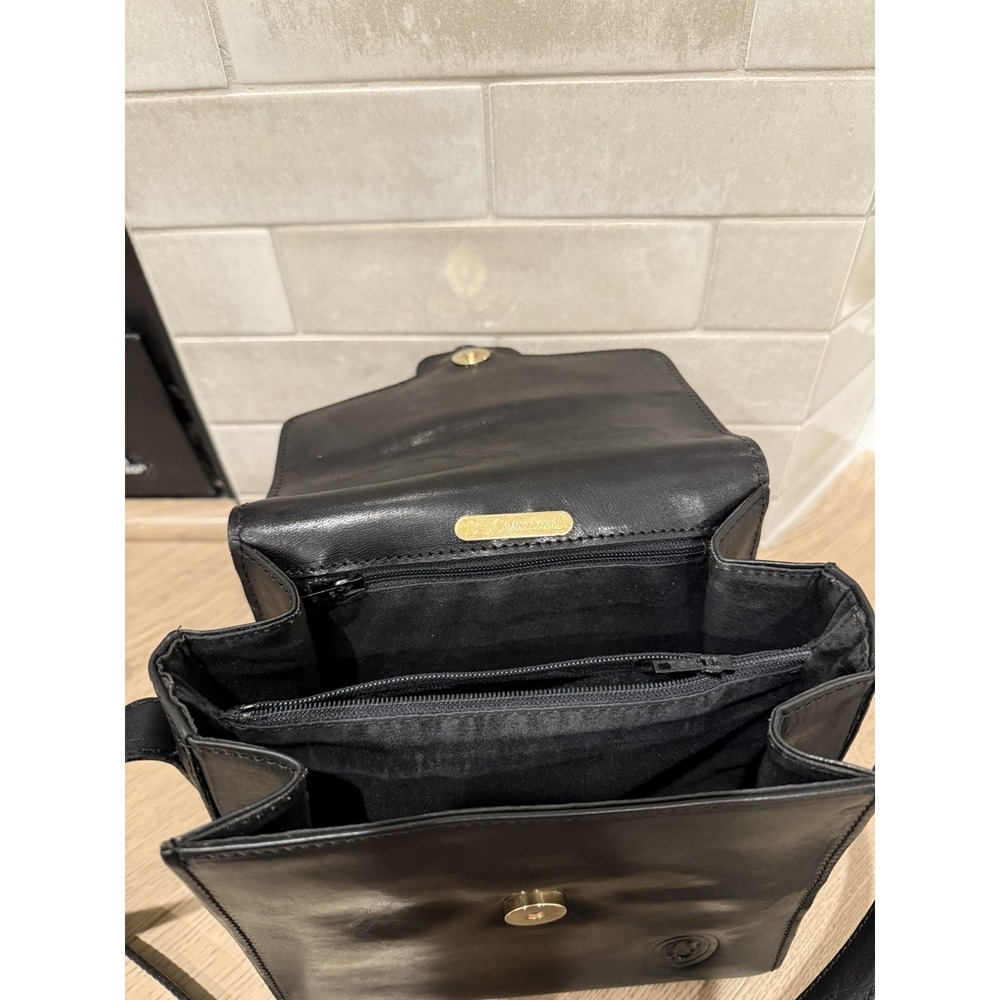 Ceancarel bag black vintage messenger bag shoulder Leather Buckle Square 80’s 70 - Picture 8 of 12